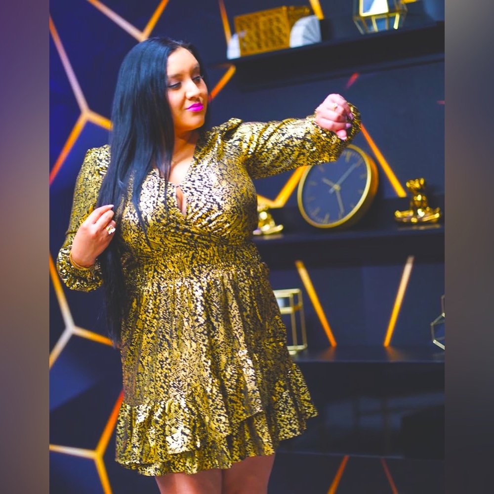 Micheal Kors Gold foil dress